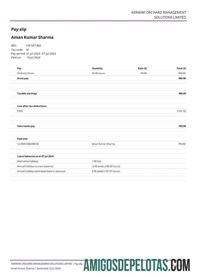 Em branco Modelo de recibo de pagamento da Kerikiwi Orchard Management Solutions em formatos Word e PDF.pdf, 1